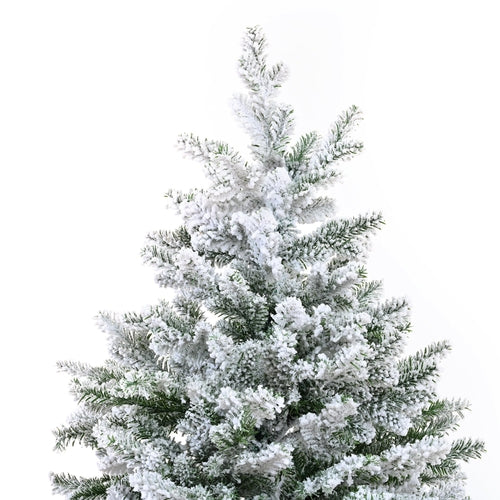 Premium 7FT Snow Flocked Hinged Artificial Christmas Tree with Fluffy